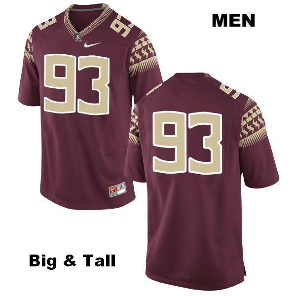Men's NCAA Nike Florida State Seminoles #93 Justin Smith College Big & Tall No Name Red Stitched Authentic Football Jersey HTT5769YT